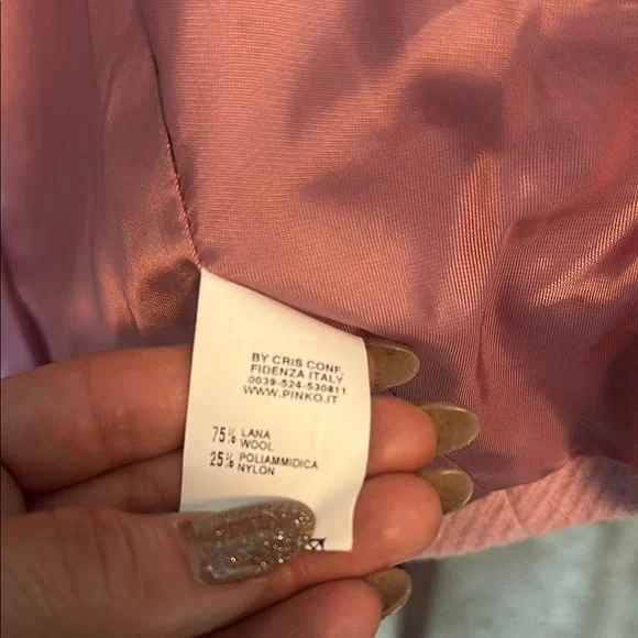 Women's Pink Double-Breasted Coat - Picture 9 of 10